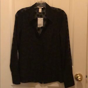 Black sheer button up